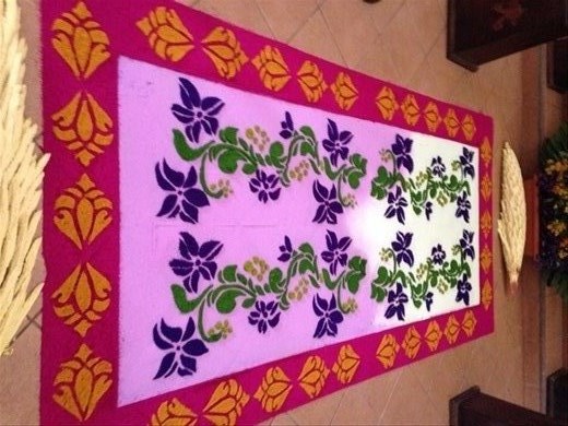 Sand carpets created for Lent Processions 