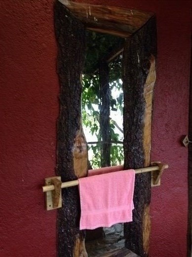 Towel rack with mirror