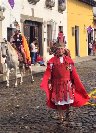 Roman soldiers...part of enacting the Holy Week story in the streets