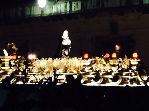 The anda from another church. Approaching the cathedral at night 