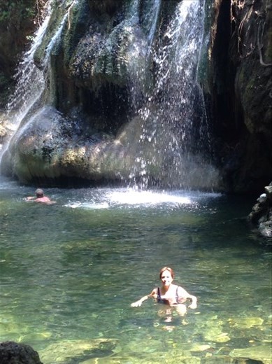What a great feeling to swim in cold water while under a hot hot waterfall.  