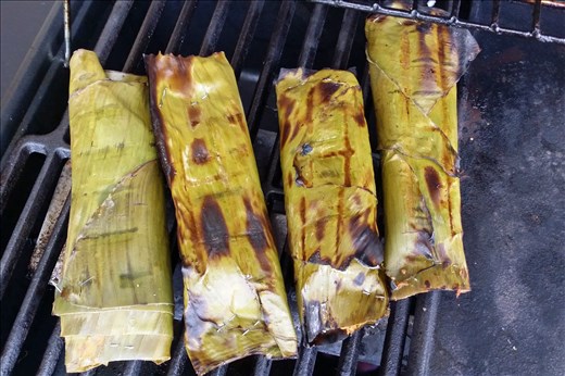 Pepesan Ikan parcels on Grill