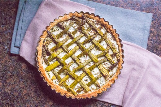 Black Pepper Goat Cheese Asparagus Tart with Jambon