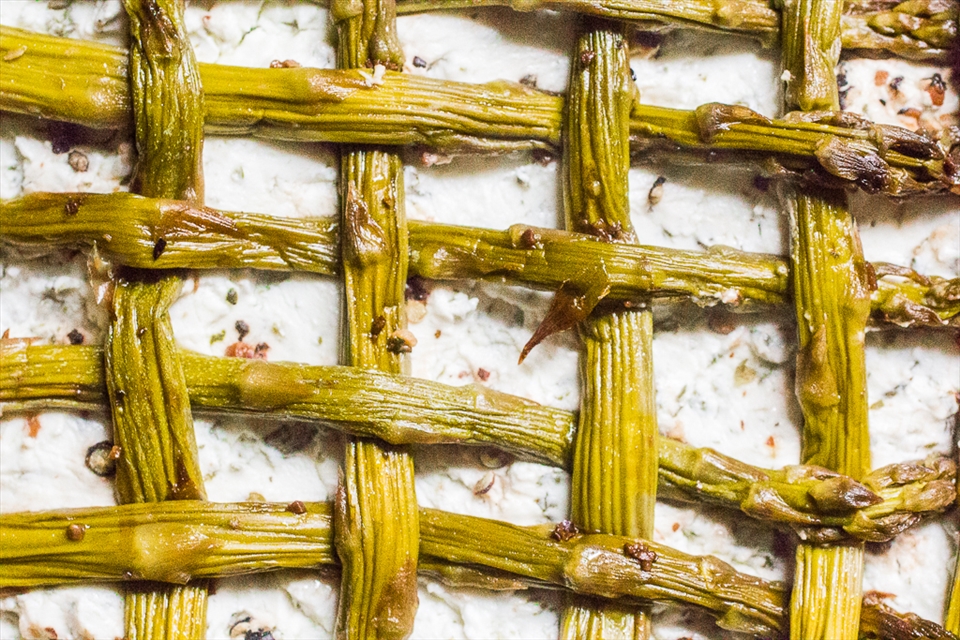Lattice top roasted asparagus black pepper goat cheese tart