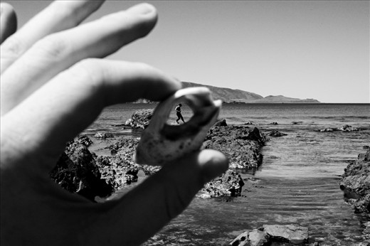 View through a shell in Wellington's Lyall Bay. This is a favoured spot for both surfing and diving for kaimoana (seafood). October 2012.