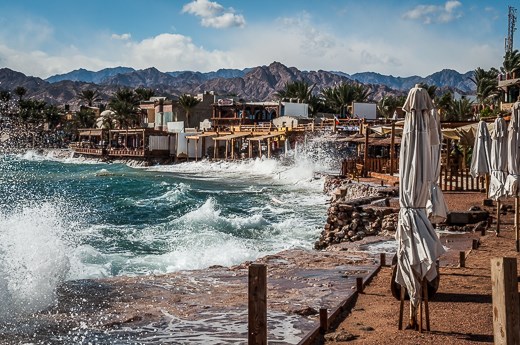 Masbat Bay, the heart of Dahab on a stormy day