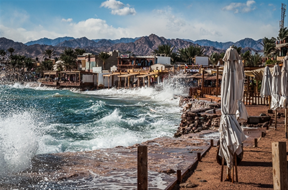 Masbat Bay, the heart of Dahab on a stormy day