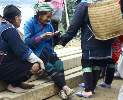 Some relaxed moment for these old ladies. Even if she didn't have many teeth left, her smile was innocent and contagious