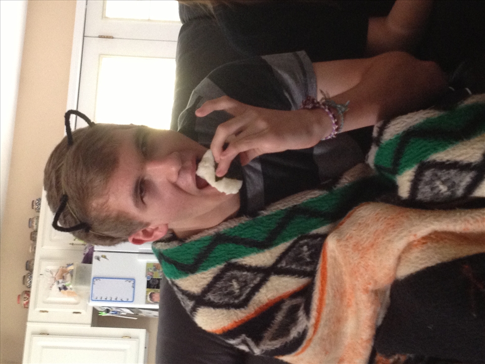 My Friend Enjoying Onigiri