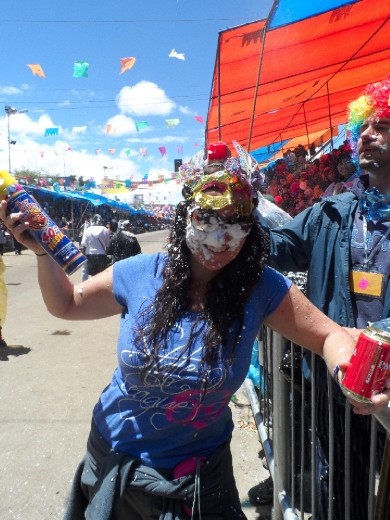 Michelle covered in foam