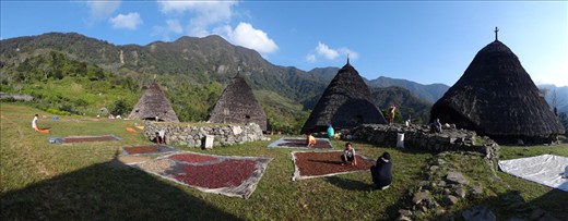 MORNING AND COFFEE – These are two inseparable things from Wae Rebo villagers’ life. Having coffee and drying coffee beans in the morning are part of their daily routine. 
