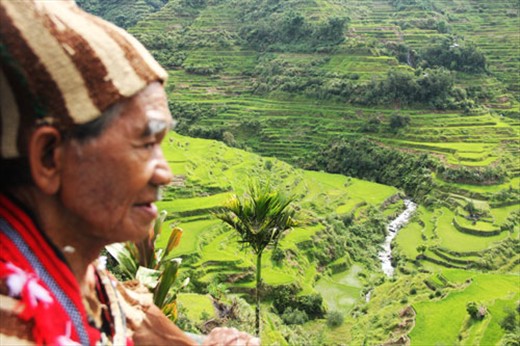 A native and the rice terraces are living examples of Banaue's heritage.