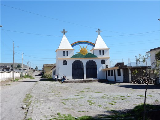 Danielle loved this little church and had to have a picture of it. It looks very simple almost like a kindergarten however it signifies something of great significance. This church in the Cuidad Mitad del Mundo shows the relationship between the ancient people and Catholicism. The two towers represent the  two mountains they call 