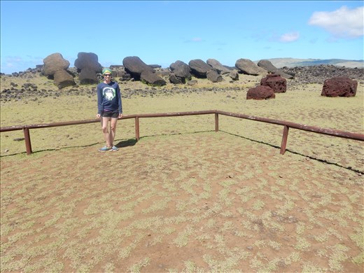 Fallen Moai pushed over in the 17th century by fighting tribes. 