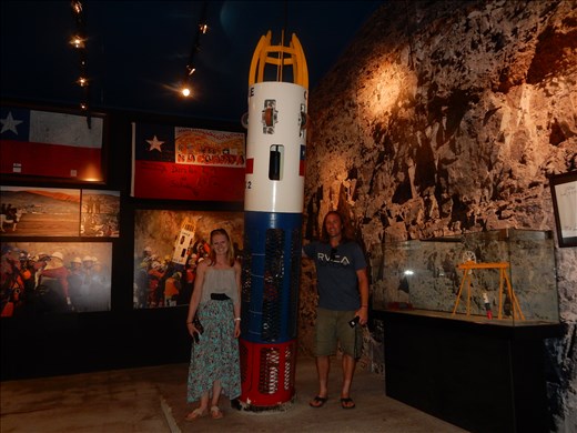 We toured a museum in Santa Cruz. It was located in our hotel and was included in our wine excursion package. The museum took you through the early prehistoric days of dinosaurs, early man in South America, the Spaniards conquering them and the liberators who took their country back from them. It ended with an exhibit of the 33 miners who were trapped and eventually saved after two months. Pictured is the capsule that brought each miner out of the shaft one by one. 