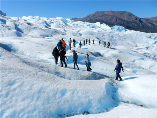 We took a boat across to the glacier and were able walk on top of it. 
