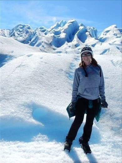 Danielle looking very fashionable with her crampons. 