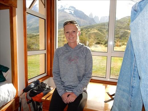 Our first refugio we stayed at when we arrived at the W Trek. We didn't know it at the time but this was a rare view of Torres del Paine or 