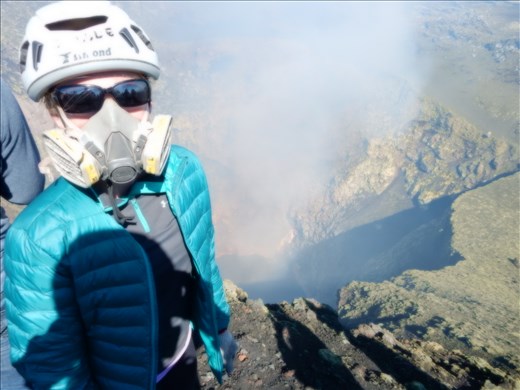 Made it to the crater! Fumes were overwhelming, fortunately we were supplied with air purifying respirators. Only allowed to spend 15 minutes there but it was the best ever. The sounds and sights of lava splashing down below was well worth the trek up. 