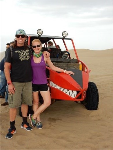 Two of our most terrifying experiences have came at the hands of Peru. First was the suicide mission taxi ride from the airport to hostel. Second was the dune buggy ride. Words can't explain how fast and treacherous this ride was. Even though we may look calm an happy in the picture, we were both still shaking. 