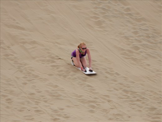 Danielle zooming down the dune!