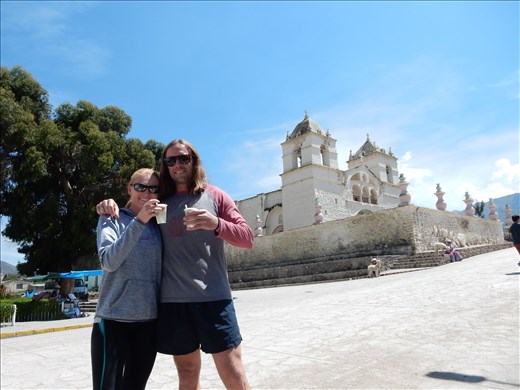 On our way back from watching condors in Colca Canyon we stopped in Maca for a celebratory drink called Colca Sour made from the Sancayo cactus. 