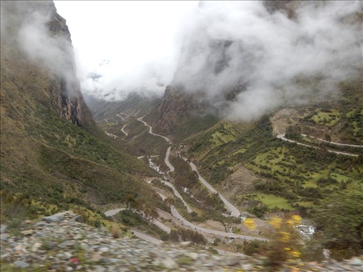 High speeds and pouring rain down these narrow roads on a mountain bike. 