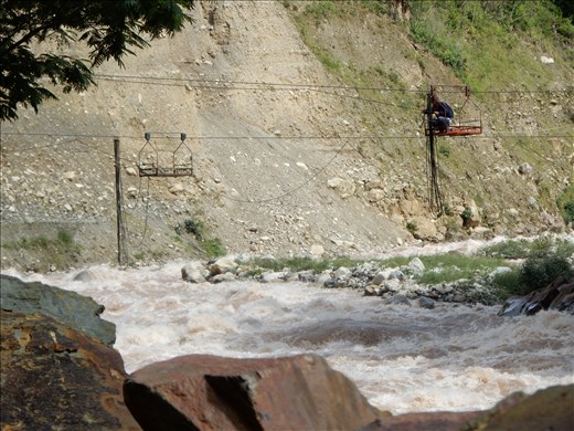 Just one of the many other ways to cross the river. This contraption was by far the strangest. A cart that uses a zip line to get to the other side. 