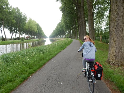 Riding along the canals in Belgium. 