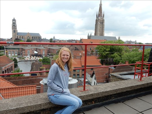 View of Bruges from the top of Halve Maan Brewery. 