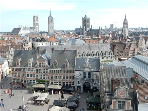 View of Gent from the top of Gravensteen (Castle of the Counts).. 