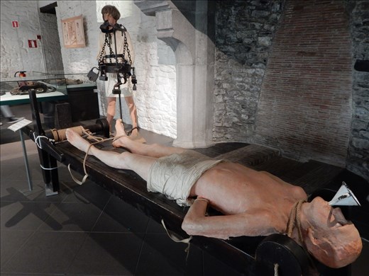 Torture chamber was exquisite. Seen here is a stretching machine then water is poured in the mouth to fill the stomach. 