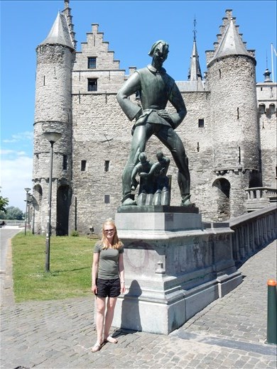 The oldest building in Antwerp is a mid evil fortress called Het Steen. A statue near the entrance is a Flemish folkloric character called De Lange Wapper. He had the ability to shape shift and make himself tall and play tricks on people. 