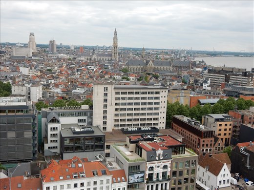 View of Antwerp from atop the MAS. 