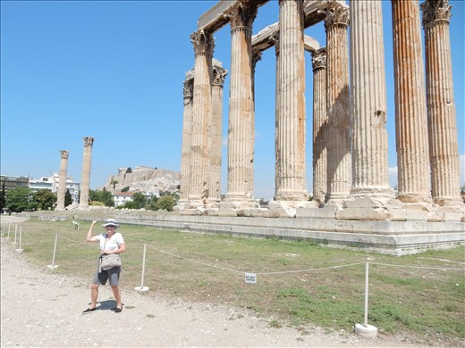Mom showing her guns at the Temple of the Olympian Zeus. 