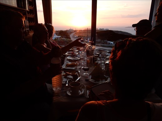 Dinner and a spectacular Santorini sunset on the south side. 