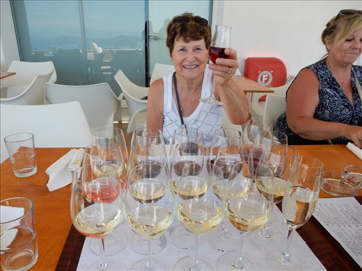 Wine tasting at Santo Wines Santorini. 