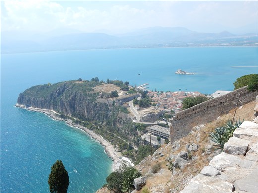 View of Bourtzi Castle from Palamidi fortress. 