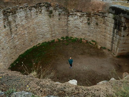 Inside of the Lions Tholos tomb or also known as a beehive tomb in Mycenae.  