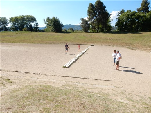 Preparing to run a heat at the starting blocks. 