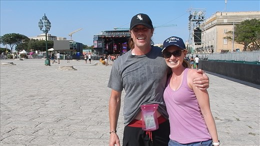 Payback for the photobombers was having them take our photo. Thank you Joy for my new pink man purse!