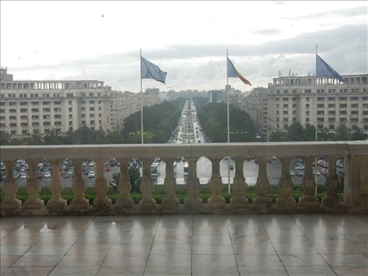 The balcony from within the Palace that Ceausescu was supposed to address his nation. He was executed before that ever happened but Michael Jackson got to use it and infamously said 