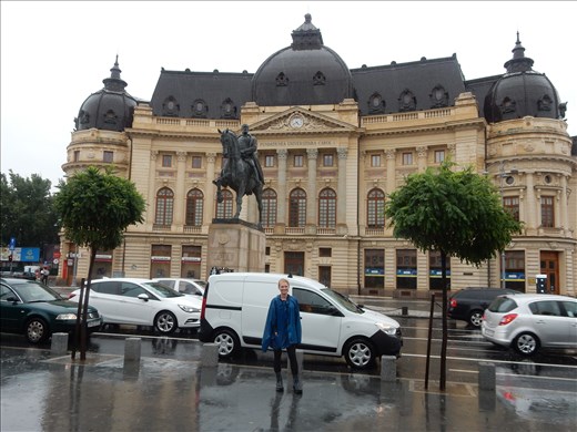 King Carol I on horseback in front of the Royal Palace in Bucharest. 
