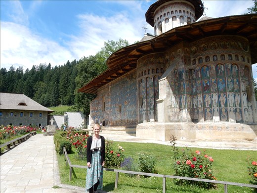 Voronet Monastery is one of the famous painted monasteries featuring an intense shade of blue called Voronet blue. Restoration is unable to be conducted because the color Voronet blue cannot be replicated. 