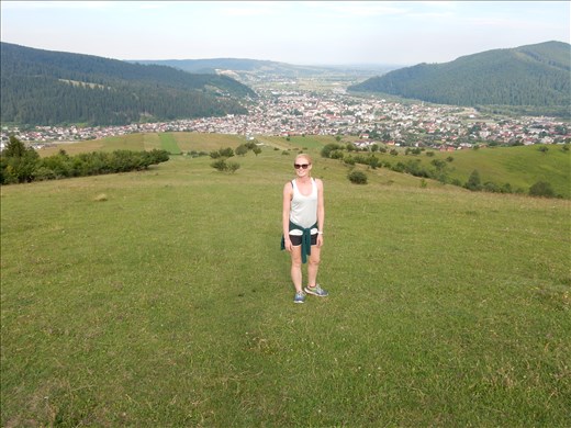 Hiked almost to the top of a hill in a little town called Gura Humorului until a pack of dogs herding sheep spotted us.  