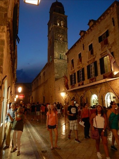 Walking the shiny marble streets of Old Town Dubrovnik at night. 