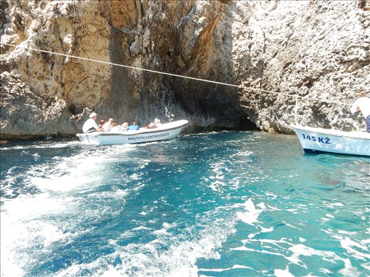 Island of Hvar Blue Cave tour. If your thinking that hole doesn't look big enough for that boat to fit through your right. We all had to get down to keep our heads from getting ripped off. 