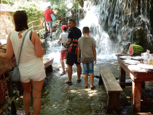 Never been to a restaurant where the waterfall is literally inside the restaurant. 