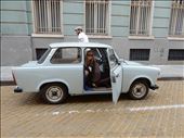 Being the only two people that showed up for the free walking communist tour gave us the chance to ride in a Trabbi. Lots of honks and waves as we drove around town. : by danidawnandstevo, Views[313]