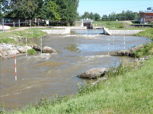 A kayak slalom course. 